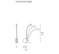 Lampe à poser, chiocciola table, noir, LED, 2700K, 1000 lm, L17,5cm, H80cm - Lumen Center Italia