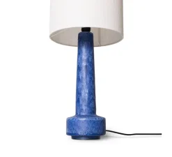 Lampe à poser, Cilinder + Retro Stoneware, naturel, bleu, Ø30cm, H70cm - HK Living