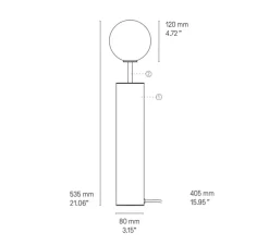 Lampe à poser, Co large, blanc brillant, Ø8cm, H53,5cm - CVL
