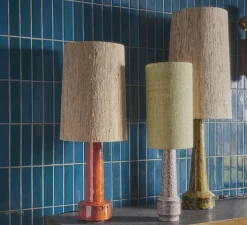 Lampe à poser, Cone + Retro Stoneware, naturel, moutarde, Ø36cm, H90cm - HK Living