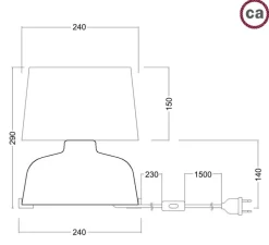 Lampe à poser, Coppa, abat-jour Athena, terracotta, blanc, Ø24cm, H29cm - Creative Cables