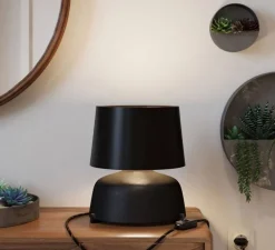 Lampe à poser, Coppa, abat-jour Athena, noir, Ø24cm, H29cm - Creative Cables