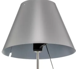 Lampe à poser, Costanzina, abat-jour gris béton, pied aluminium, Ø26cm, H51cm - Luceplan