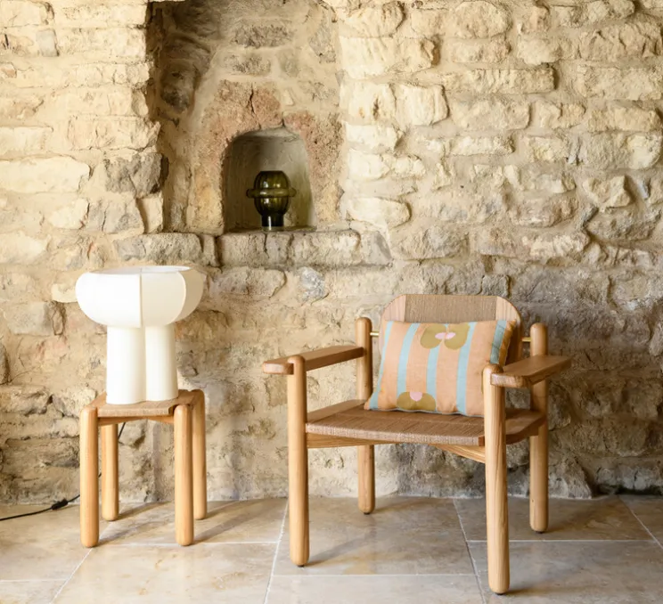 Lampe à poser, Couqueto, blanc moucheté, Ø45cm, H44,5cm - Margaux Keller Collections