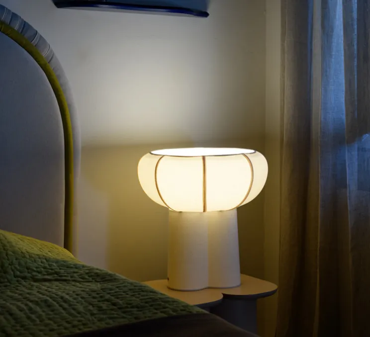 Lampe à poser, Couqueto, blanc moucheté, Ø45cm, H44,5cm - Margaux Keller Collections