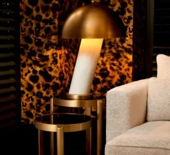 Lampe à poser, Daniel, marbre blanc, laiton antique, L50cm, H74cm - Eichholtz