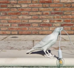 Lampe à poser d'extérieur, Corbeau, Bird Lamp Waiting Outdoor, blanc, L29,5cm, H12cm - Seletti