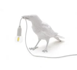 Lampe à poser d'extérieur, Corbeau, Bird Lamp Waiting Outdoor, blanc, L29,5cm, H12cm - Seletti