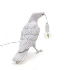 Lampe à poser d'extérieur, Corbeau, Bird Lamp Waiting Outdoor, blanc, L29,5cm, H12cm - Seletti