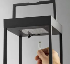 Lampe à poser d'extérieur, KASP, portable, noir, LED, 2700-3000K, 150lm, Ø18,4cm, H50cm - FARO