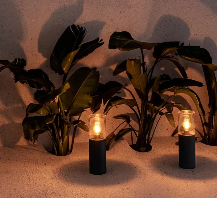 Lampe à poser, d'extérieur, Kila 400, gris foncé, IP65, Ø12cm, H40cm - Faro