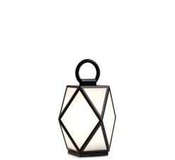 Lampe à poser d'extérieur, Muse Lantern battery, small, noir et blanc, IP65, LED, 3000k, 430 lm, Ø25cm, H25cm - Contardi