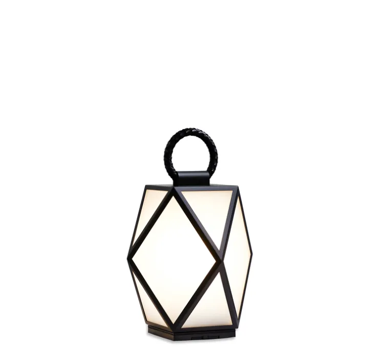 Lampe à poser d'extérieur, Muse Lantern battery, small, noir et blanc, IP65, LED, 3000k, 430 lm, Ø25cm, H25cm - Contardi