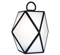 Lampe à poser d'extérieur, Muse Lantern battery, large, noir et blanc, IP65, LED, 3000k, 430 lm, Ø60cm, H60cm - Contardi