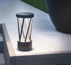 Lampe à poser, d'extérieur, TWIST, gris foncé, IP65, LED, 3000K, 500lm, Ø14,5cm, H30cm - Faro