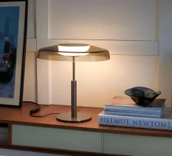 Lampe à poser, Dora 271, Nickel noir satiné, gris fumé, LED, 2700K, 1700 lm, Ø40cm, H40cm - Oluce