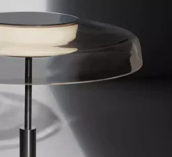 Lampe à poser, Dora 271, Nickel noir satiné, gris fumé, LED, 2700K, 1700 lm, Ø40cm, H40cm - Oluce