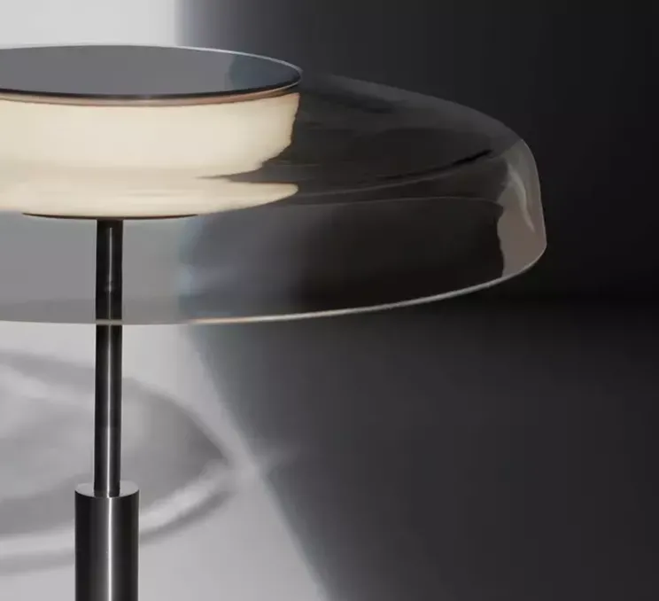 Lampe à poser, Dora 271, Nickel noir satiné, gris fumé, LED, 2700K, 1700 lm, Ø40cm, H40cm - Oluce