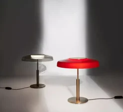 Lampe à poser, Dora 271, Or satiné, rouge sablé, LED, 2700K, 1700 lm, Ø40cm, H40cm - Oluce