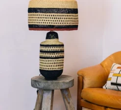 Lampe à poser, Dots, naturel, bleu foncé, Ø35cm, H48cm - Golden Editions