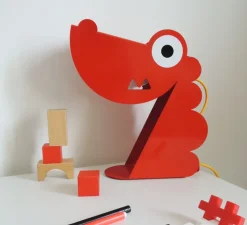 Lampe à poser, Dragon, rouge, L24cm, H22cm - Bleu Carmin Design