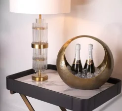 Lampe à poser, East, Laiton antique, verre transparent, L45cm, H78cm - Eichholtz