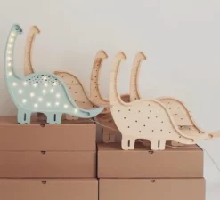 Lampe à poser enfant, Diplodocus, bois, LED, 2700K, 180lm, L39cm, H36cm - Little Lights