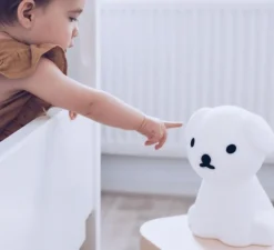 Lampe à poser enfant, Veilleuse, First Light - Chien Snuffy, blanc, LED, 2700K, 100lm, L16cm, H23cm - Mr Maria