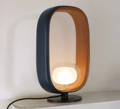 Lampe à poser, Filipa, 555.31, noir texturé, cuir noir et marron, IP40, L28cm, H45cm - Tooy