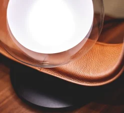 Lampe à poser, Filipa, 555.31, noir texturé, cuir noir et marron, IP40, L28cm, H45cm - Tooy