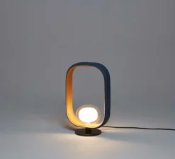 Lampe à poser, Filipa, 555.31, noir texturé, cuir noir et marron, IP40, L28cm, H45cm - Tooy