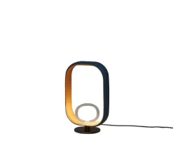 Lampe à poser, Filipa, 555.31, noir texturé, cuir noir et marron, IP40, L28cm, H45cm - Tooy