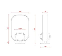 Lampe à poser, Filipa, 555.31, noir texturé, cuir noir et marron, IP40, L28cm, H45cm - Tooy