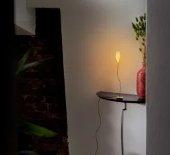 Lampe à poser, For You, blanc, base en laiton, tige en tissu bleu, câble bleu, LED, dim, 1878K, 93,5 lm, L4,5cm, H34cm - Catellani & Smith