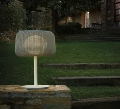 Lampe à poser, Fora M, blanc, beige, IP66, Ø50cm, H70cm - Bover