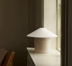Lampe à poser, Futé 350, céramique naturelle, LED, dim, 2700K, Ø35cm, H28,4cm - Lyfa