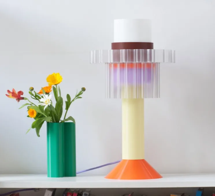 Lampe à poser, Gigi XL à poser, violet, jaune, marron, orange, Ø28cm, H51cm - Warren & Laetitia