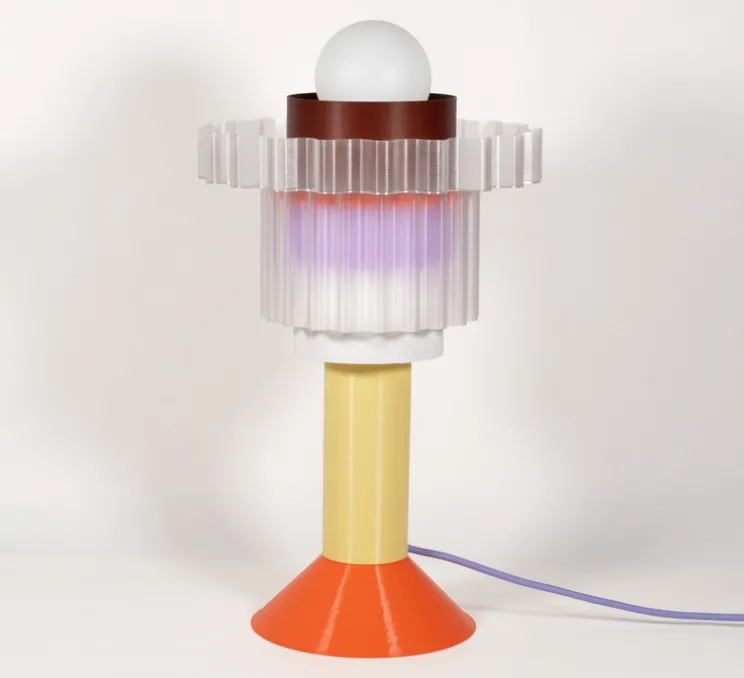 Lampe à poser, Gigi XL à poser, violet, jaune, marron, orange, Ø28cm, H51cm - Warren & Laetitia