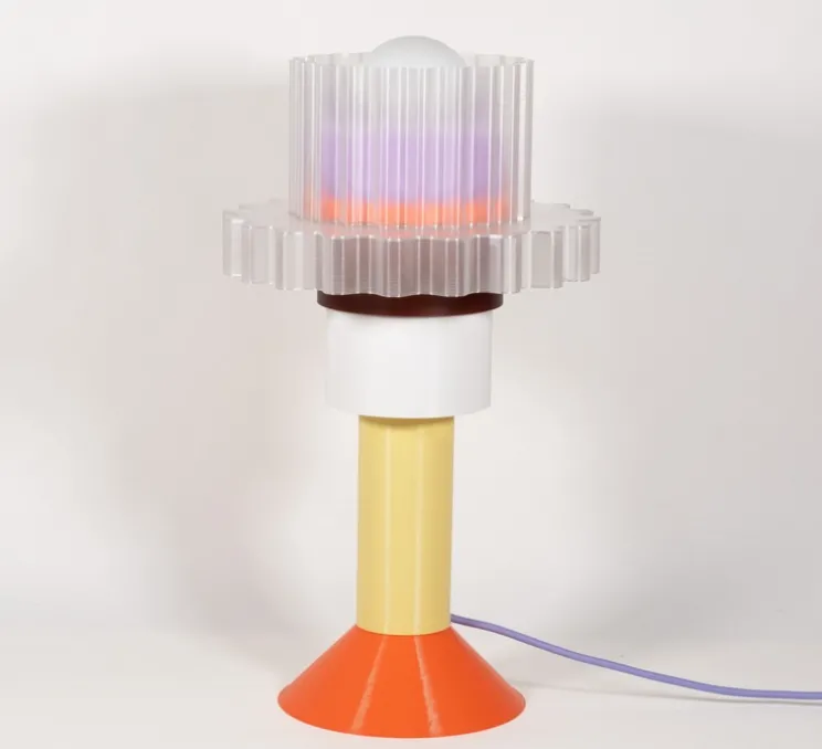 Lampe à poser, Gigi XL à poser, violet, jaune, marron, orange, Ø28cm, H51cm - Warren & Laetitia