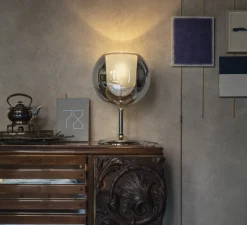 Lampe à poser, Glo large, miroir argenté, Ø38cm, H68cm - Penta