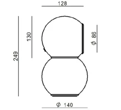 Lampe à poser, Gravitino 541, noir, LED, dim, 3000K, 956 lm, L14cm, H24,9cm - Stilnovo