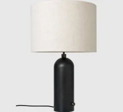 Lampe à poser, Gravity L, acier noirci, lin, Ø41cm, H65cm - Gubi
