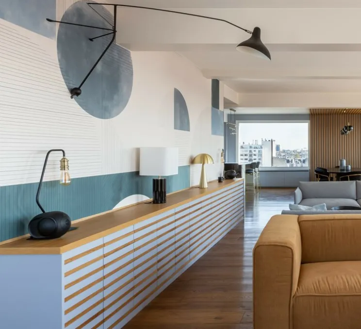 Lampe à poser, Gravity S, noir marbre, blanc, Ø30cm, H49cm - Gubi