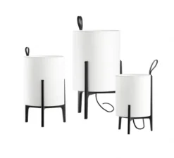 Lampe à poser, Greta, chêne noir, blanc, Ø26cm, H44cm - Carpyen