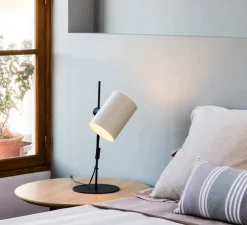 Lampe à poser, Guadalupe, lampe de table, beige, L24cm, H55cm - Faro