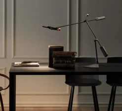 Lampe à poser, Halley, argent, LED, dim, 3000K, 1118 lm, L83,8cm, H55,5cm - Stilnovo