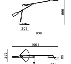Lampe à poser, Halley, argent, LED, dim, 3000K, 1118 lm, L83,8cm, H55,5cm - Stilnovo