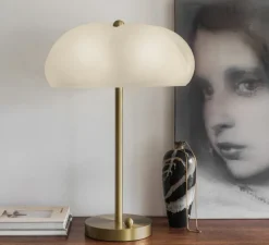 Lampe à poser, Hana, blanc, laiton , Ø49cm, H69,6cm - Schwung