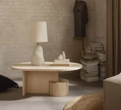 Lampe à poser, Hebe Medium blanc cassé, abat-jour Eclipse naturel, Ø27,5cm, H71,5cm - Ferm Living