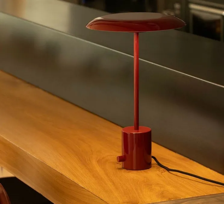 Lampe à poser, Hoshi, grenat brillant, LED, dim, 2700K, 782 lm, Ø26cm, H40cm - Faro